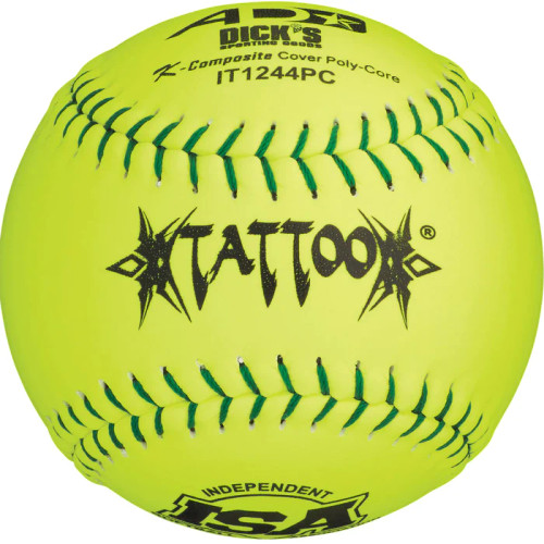 AD Starr Tattoo ISA 12” Slowpitch Softball, One Dozen, IT44PC