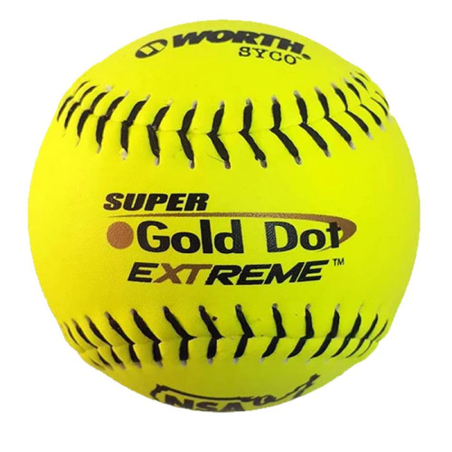 Worth Super Gold Dot Extreme Syco Icon NSA 12” Slowpitch Softball, One Dozen, NI12CY