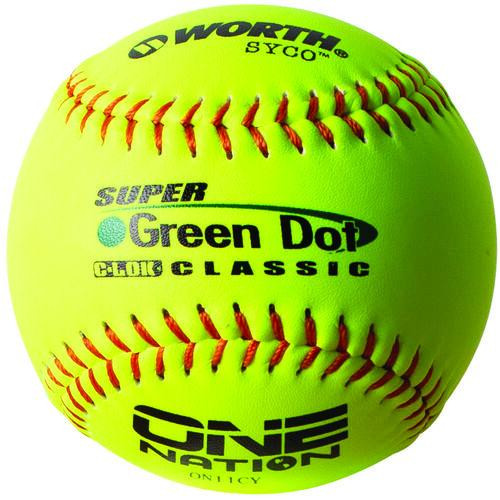 Worth 11" One Nation Green Dot Slowpitch Softballs (Dozen), ON11CY