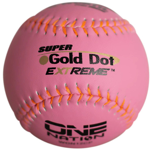 Worth Pink 12" One Nation Super Gold Dot Extreme 40/325 Slowpitch Softballs (One Dozen), WON12CP