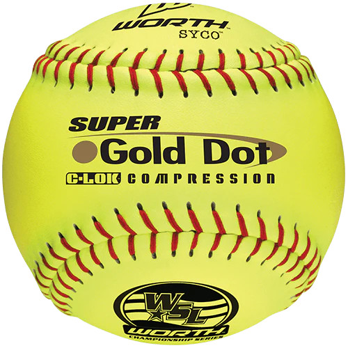 Worth 12" Super Gold Dot WSL Slowpitch Softballs (Dozen), YS44WSLC