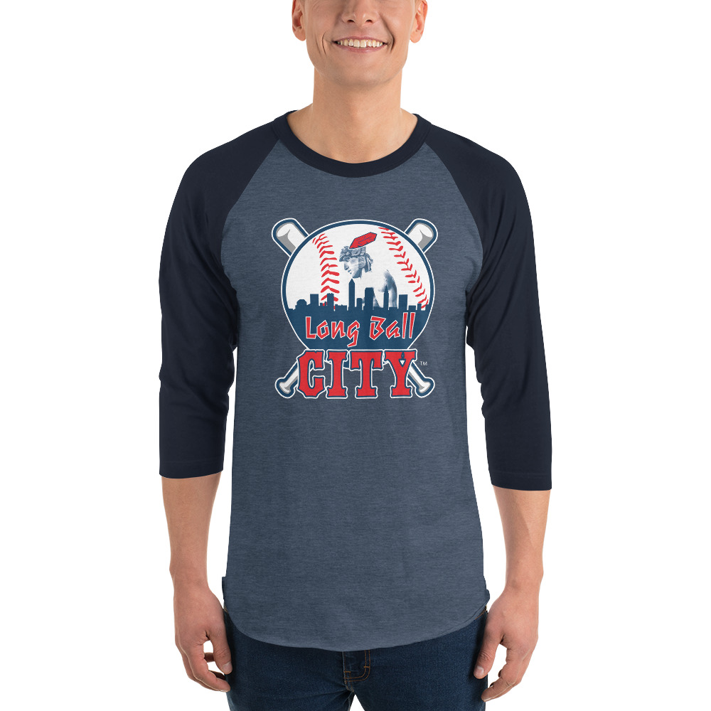 Outerstuff Youth Heather Charcoal/Heather Navy Boston Red Sox Cooperstown Collection Raglan Tri-Blend Long Sleeve T-Shirt Size: Medium